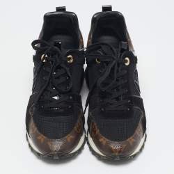 Louis Vuitton Brown Canvas and Suede Run Away Low Top Sneakers Size 37.5