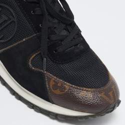 Louis Vuitton Brown Canvas and Suede Run Away Low Top Sneakers Size 37.5