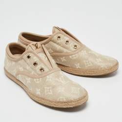 Louis Vuitton Beige Monogram Canvas Laceless Espadrille Sneakers Size 37.5