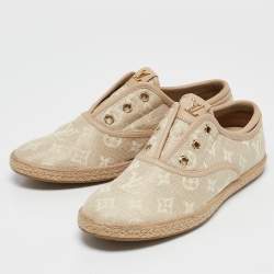 Louis Vuitton Beige Monogram Canvas Laceless Espadrille Sneakers Size 37.5