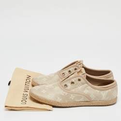 Louis Vuitton Beige Monogram Canvas Laceless Espadrille Sneakers Size 37.5