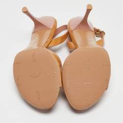 مملوكة مسبقًا Louis Vuitton Brown Patent Leather Slingback Sandals Size 40