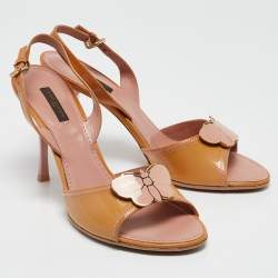مملوكة مسبقًا Louis Vuitton Brown Patent Leather Slingback Sandals Size 40