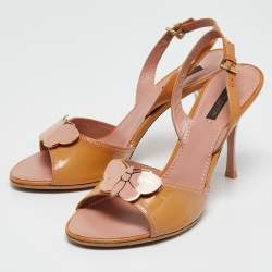 مملوكة مسبقًا Louis Vuitton Brown Patent Leather Slingback Sandals Size 40