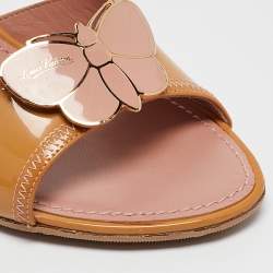 مملوكة مسبقًا Louis Vuitton Brown Patent Leather Slingback Sandals Size 40