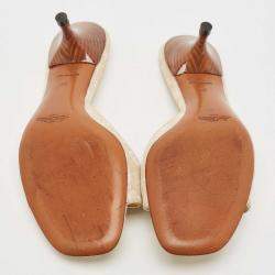 Louis Vuitton Two Tone Mini Lin Canvas Bow Slide Sandals Size 37