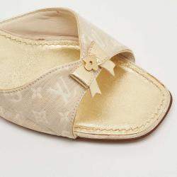 Louis Vuitton Two Tone Mini Lin Canvas Bow Slide Sandals Size 37