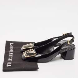 Pre Owned Louis Vuitton Black Vernis Leather Madeleine Slingback Pumps Size 37.5