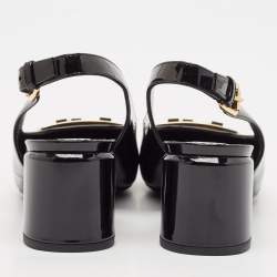 Pre Owned Louis Vuitton Black Vernis Leather Madeleine Slingback Pumps Size 37.5