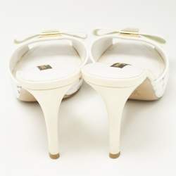 Louis Vuitton White Multicolore Monogram Canvas and Patent Leather Slide Sandals Size 37