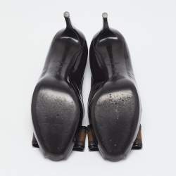 Louis Vuitton Brown/Burgundy  Patent Leather And Infini Canvas Bow Peep Toe Platform Pumps Size 39