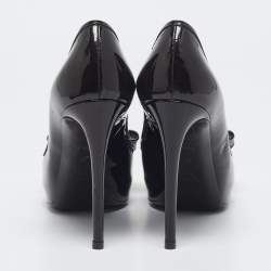 Louis Vuitton Brown/Burgundy  Patent Leather And Infini Canvas Bow Peep Toe Platform Pumps Size 39