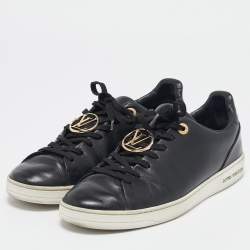 Louis Vuitton Black Leather Frontrow Sneakers Size 38.5