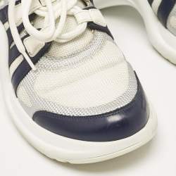Louis Vuitton White/Navy Blue Mesh and Monogram Canvas Archlight Sneakers Size 39