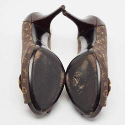 مملوكة مسبقًا حذاء كعب عالي لوي فيتون كانفاس إيديل مونوغرامي وجلد لامع مقدمة مفتوحة مقاس 38