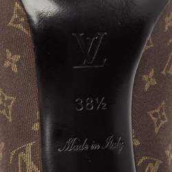 مملوكة مسبقًا حذاء كعب عالي لوي فيتون كانفاس إيديل مونوغرامي وجلد لامع مقدمة مفتوحة مقاس 38