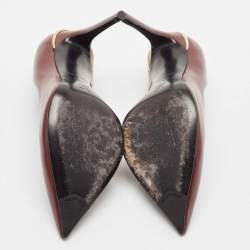 مملوكة مسبقًا Louis Vuitton Burgundy Leather Eyeline Pointed Toe Pumps Size 37
