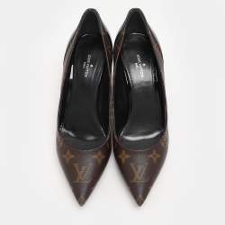 Louis Vuitton Monogram Canvas And Patent Leather Cherie Pumps Size 36.5