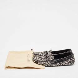 Louis Vuitton Black/White Canvas and Leather Gloria Loafers Size 39.5