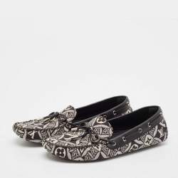 Louis Vuitton Black/White Canvas and Leather Gloria Loafers Size 39.5