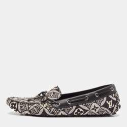 Louis Vuitton Black/White Canvas and Leather Gloria Loafers Size 39.5