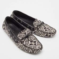 Louis Vuitton Black/White Canvas and Leather Gloria Loafers Size 39.5