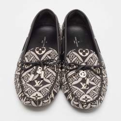 Louis Vuitton Black/White Canvas and Leather Gloria Loafers Size 39.5