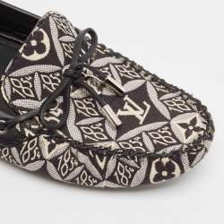Louis Vuitton Black/White Canvas and Leather Gloria Loafers Size 39.5