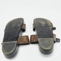 Louis Vuitton Brown Monogram Canvas Bom Dia Flat Slides Size 38