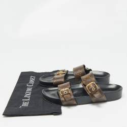 Louis Vuitton Brown Monogram Canvas Bom Dia Flat Slides Size 38