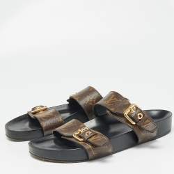 Louis Vuitton Brown Monogram Canvas Bom Dia Flat Slides Size 38