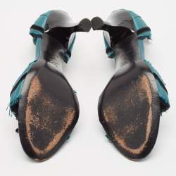 Louis Vuitton Green Satin and Velvet Slide Sandals Size 38