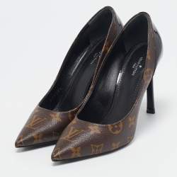 Louis Vuitton Monogram Canvas and Patent Leather Chérie Pumps Size 37.5