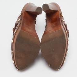 Louis Vuitton Brown Leather Buckle Detail Platform Clogs Size 39