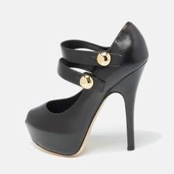 Louis Vuitton Black Leather Mary Jane Pumps Size 37.5