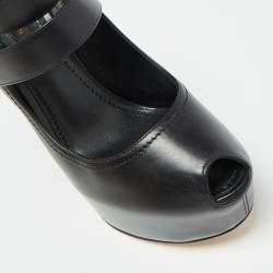 Louis Vuitton Black Leather Mary Jane Pumps Size 37.5