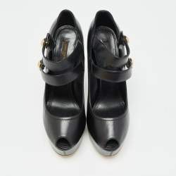 Louis Vuitton Black Leather Mary Jane Pumps Size 37.5
