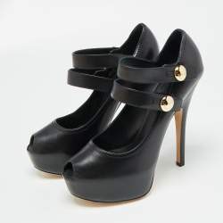 Louis Vuitton Black Leather Mary Jane Pumps Size 37.5