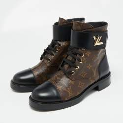 Louis Vuitton Monogram Canvas and Leather Wonderland Ranger Combat Boots Size 41