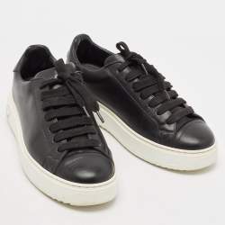 Louis Vuitton Black Leather Time Out Low Top Sneakers Size 38.5