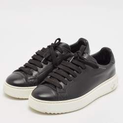 Louis Vuitton Black Leather Time Out Low Top Sneakers Size 38.5