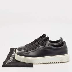 Louis Vuitton Black Leather Time Out Low Top Sneakers Size 38.5