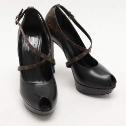 Louis Vuitton Black Monogram Canvas and Leather Temptation Pumps Size 37.5