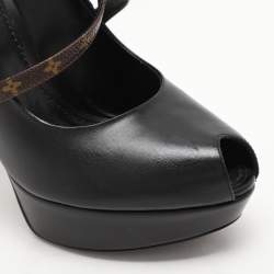 Louis Vuitton Black Monogram Canvas and Leather Temptation Pumps Size 37.5