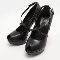 Louis Vuitton Black Monogram Canvas and Leather Temptation Pumps Size 37.5