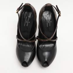 Louis Vuitton Black Monogram Canvas and Leather Temptation Pumps Size 37.5