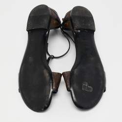 Louis Vuitton Brown Monogram Canvas and Leather Flat Sandals Size 38.5
