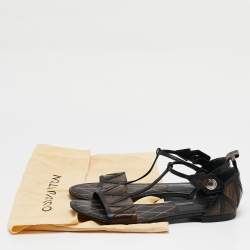 Louis Vuitton Brown Monogram Canvas and Leather Flat Sandals Size 38.5