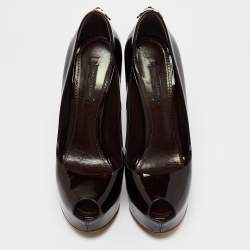 Louis Vuitton Burgundy Patent Leather Oh Really! Pumps Size 38