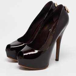 Louis Vuitton Burgundy Patent Leather Oh Really! Pumps Size 38
